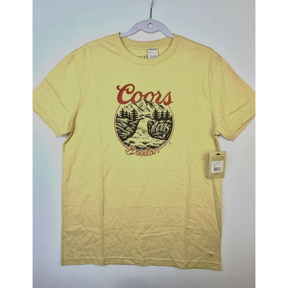 Brixton x Coors Banquet Rocky Mens S Buff Graphic T Shirt Beer Western Americana